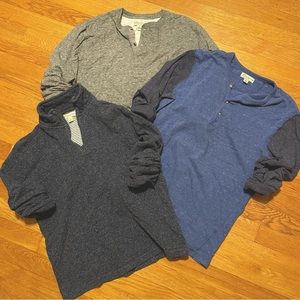 3 JCREW KNITTED HENLEY MENS LONG SLEEVE SHIRTS SMALL